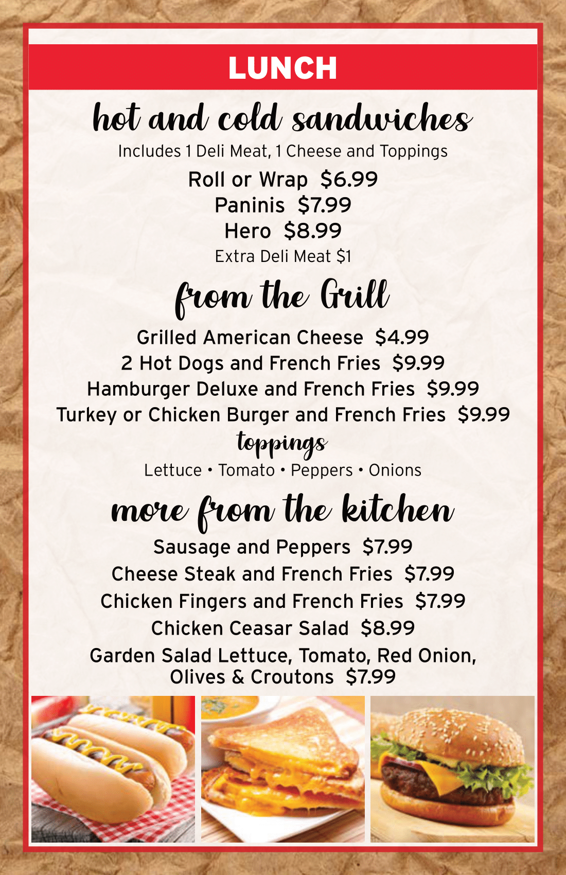 Deli menu met fresh bayonne